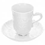 Swan Service White Coffee Cup and Saucer 5.5 oz 5.5 Ounces
Designer / Artist: Johann Joachim Kaendler
Year of Creation: 1737-1741
Height: 12.1 cm
Width: 14 cm
Depth: 14 cm
Volume: 0.15 l
Weight: 340 g 

Care & Use:  Dishwasher-Safe: yes
Microwave safe: yes


